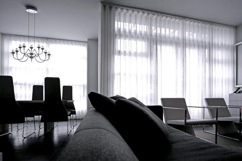 Aesthetic area with white translucent curtain
